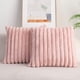 thumbnail image 1 of Paquete de 2, fundas de almohada decorativas de felpa de doble cara Falso Piel, fundas de almohada suaves a rayas Pelusay, fundas de cojín para sofá cama Sdea (rosa 20 x 20 pulgadas), 1 of 6