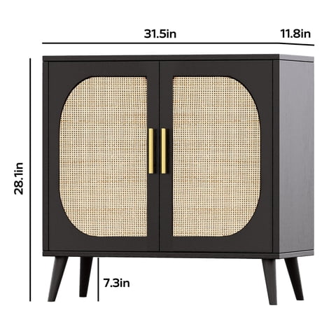 M&Ms - Buffet Cabinet With Storage, Accent Bathroom Floor Cabinet,With Two Doors And 4 Compartments Forstorage,Cabinet With Solid Wood Feet,Sideboard Cabinet For Hallway, Entry, Living Room,(Black)