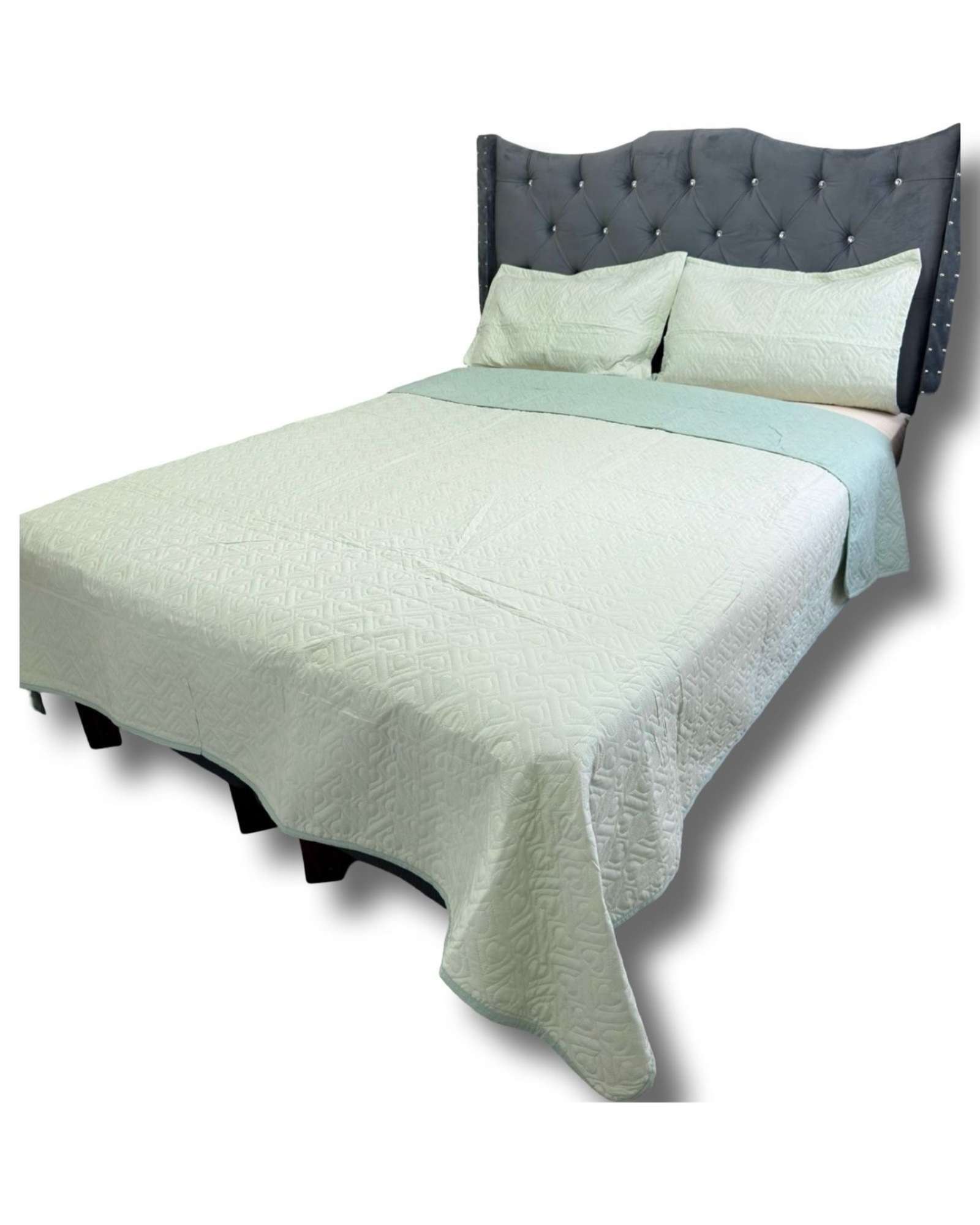 Iiimussa - Cobertor Quilt De Lujo Verano Delgado 2 Plazas Verde Menta
