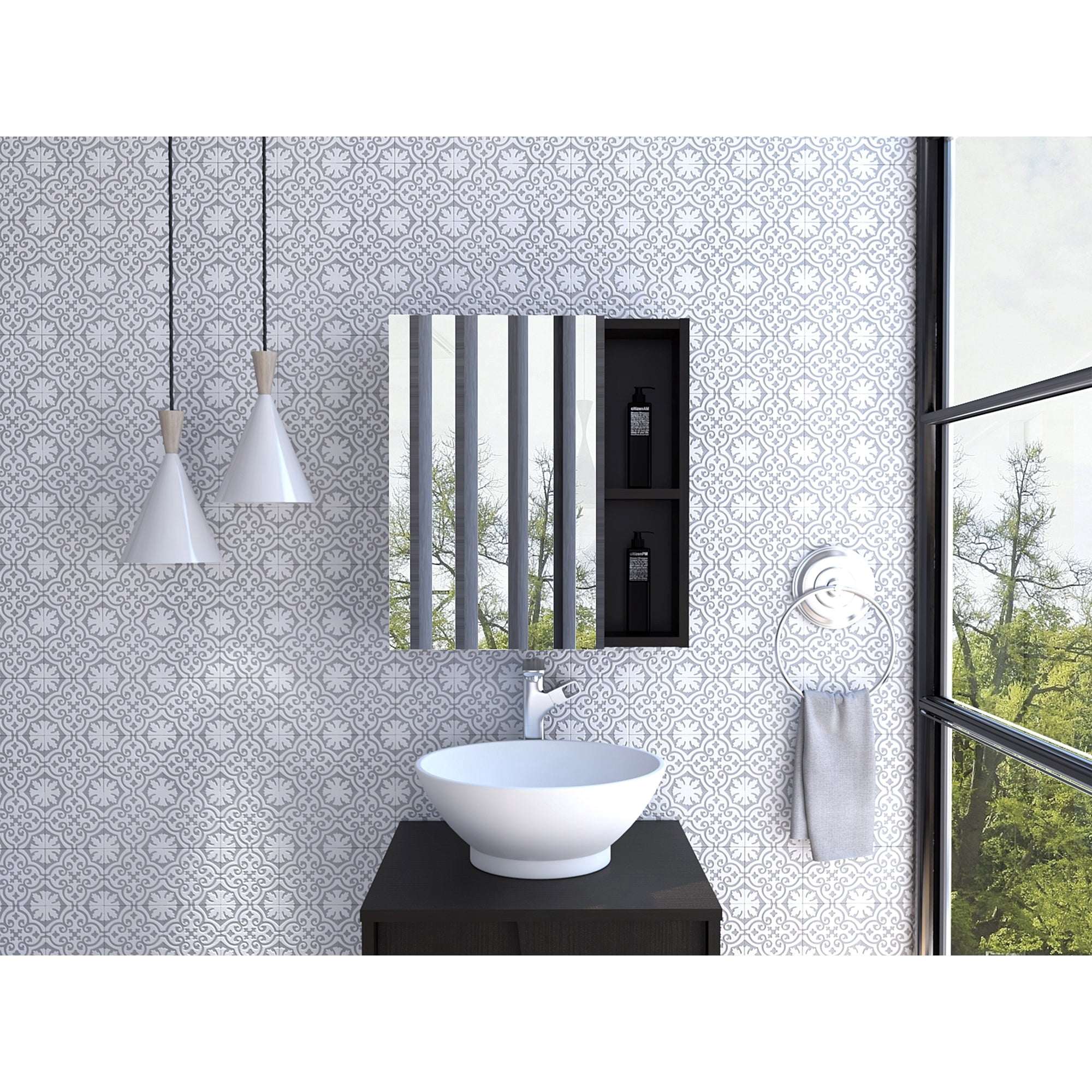 Tuhome - Botiquin Labelle 1 Puerta Wengue 48,7x45x12,5 Cm Con Espejo