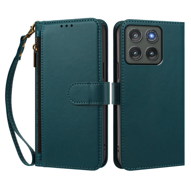 Funda Tipo Billetera para Motorola Moto Edge 2026 con Soporte y Bolsillo con Cierre Verde