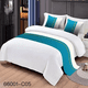 thumbnail image 2 of Pieceras para cama decorativa 60x200 cm + 2 fundas 45x45 diseño 5 color turquesa, 2 of 2