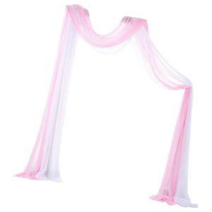 Magideal - Boda Draping Party Telón De Fondo Paneles Recepción Swag 70X550Cm Para Hogar Foto Telón De Fondo Escenario , Blanco Y Rosa 1X Blanco 1X Rosa
