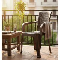 Silla Con Apoya Brazos Para Terraza Jardin Living Restaurant Estilo Rattan Modelo Manu Marca Reyplast