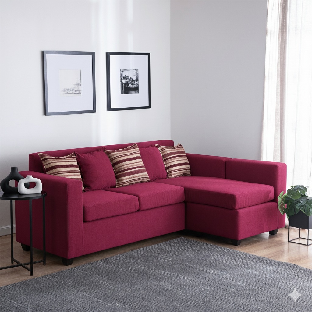 Muebles Mpr - Seccional Jazmin 3.1 Velvet Gris Burdeo