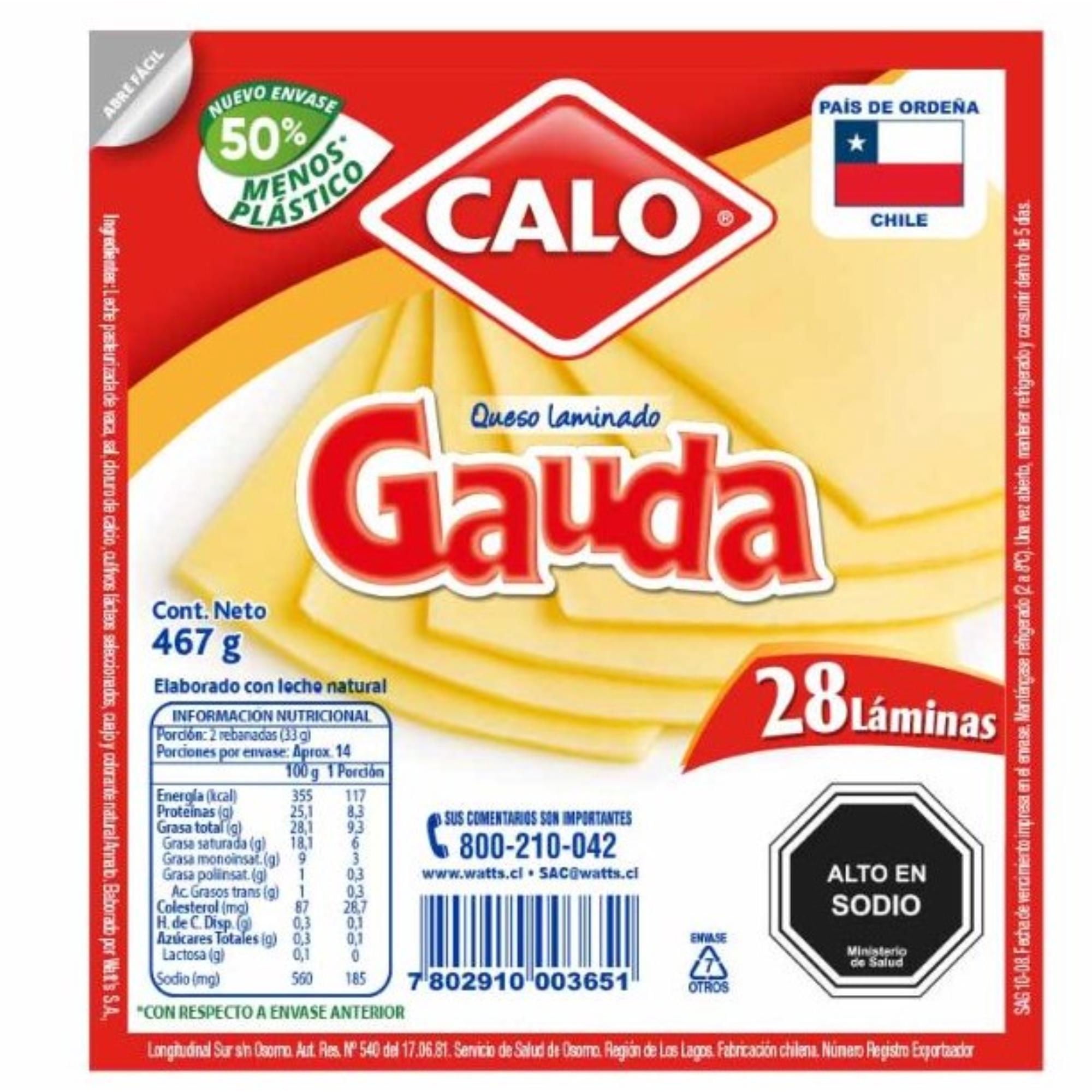 Queso Gauda Laminado 467 g Calo