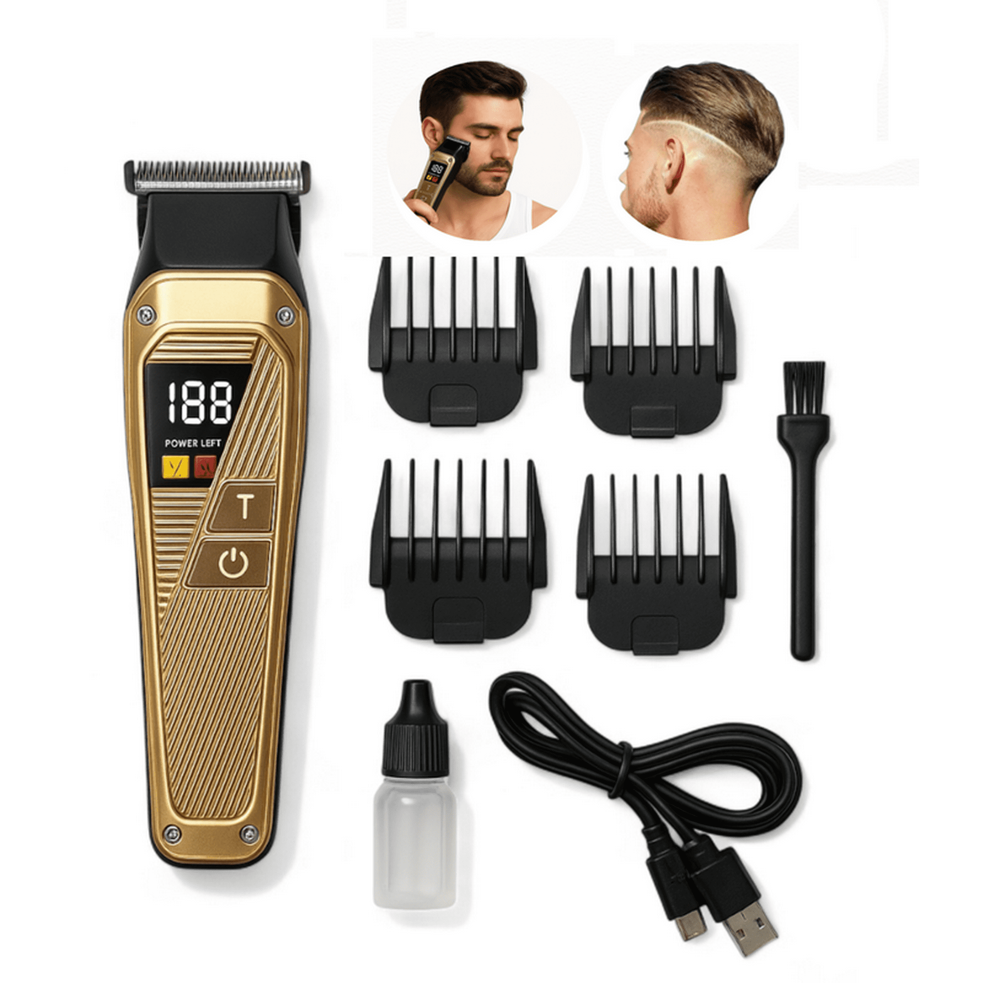 Dlux Barber - Máquina Corta Pelo Profesional Dorada Precisión Y Potencia