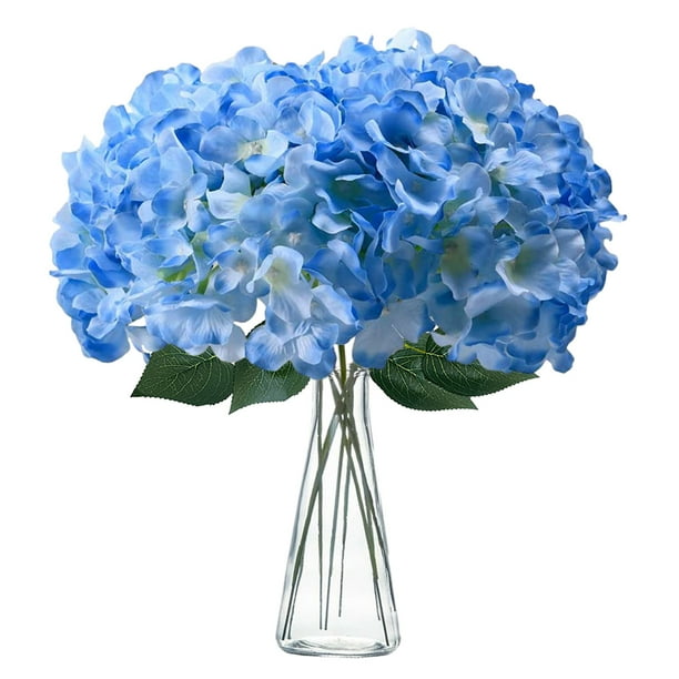 10 piezas de hortensias artificiales, ramo de boda de hortensias falsas de seda, flores decorativas