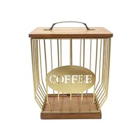 Magideal - Soporte Para Cápsulas De Café, Cesta Para Cápsulas De Café, Contenedor Fácil De Rellenar, Cesta De Almacenamiento De Cápsulas De Café De Metal Moderno Dorado