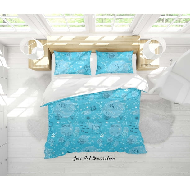 3D Vida Marina Animal Funda de edredón Juego de ropa de cama Funda de edredón Fundas de almohada WJ