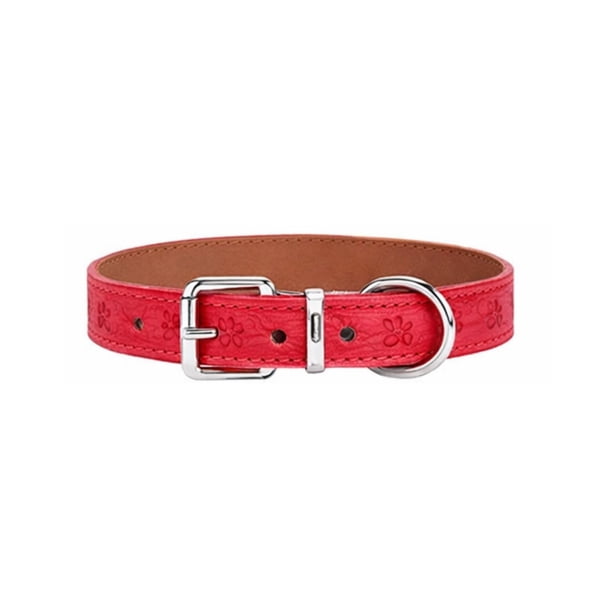 Collar Perro Eco Cuero 42 cm Diseño Patitas Ajustable rojo