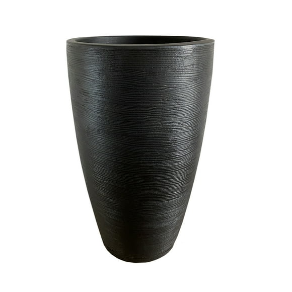 Macetero Negro Amsterdam 65 Cm Alto Con Plato