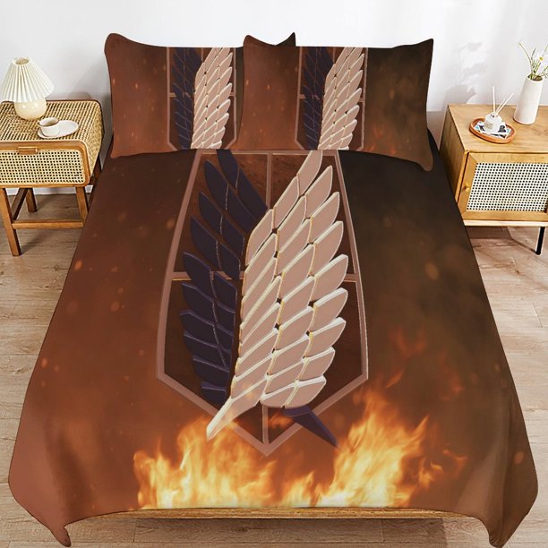 Attack-on-Titan Attack-on-Titan Bedding Set Sheet Set for Kids Adults,All Season Lightweight