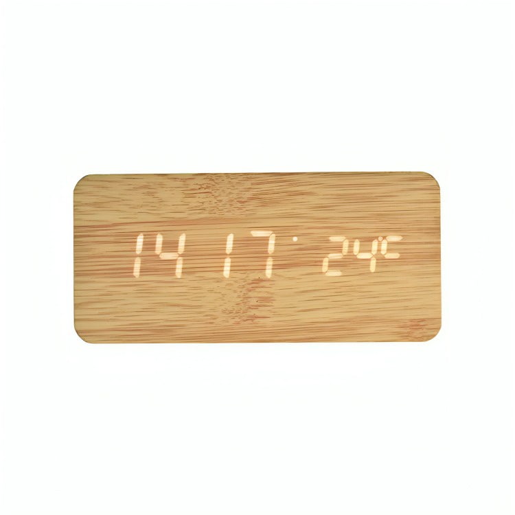 Genérico - Reloj Digital Led Tipo Madera Zen Marrón