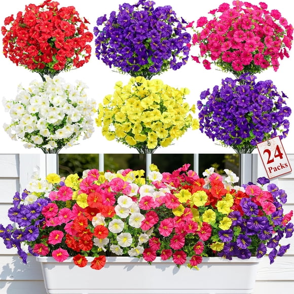 Flores Artificiales 24 Ramos De Seda Resistentes A Los Rayos Uv
