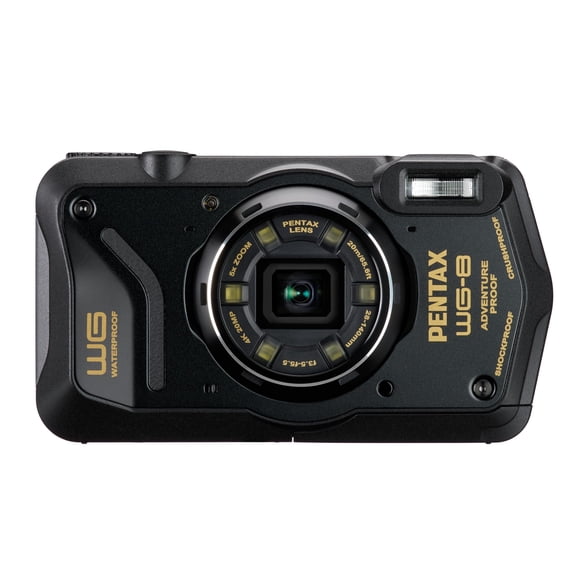 Cámara PENTAX WG-8 negra para todo tipo de clima, 20 MP, resistente al agua hasta 20 m