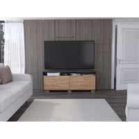 Tuhome - Rack Tv 70"" Fraktal 4 Puertas Café Oscuro Y Miel