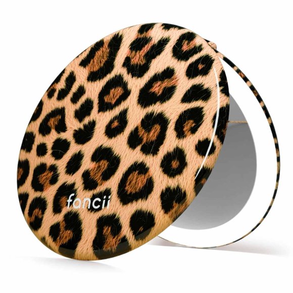 Espejo de maquillaje LED Fancii 13 cm 10x/1x estilo leopardo