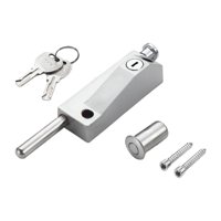Magideal - Cerradura De Pernos De Puerta, Pestillo De Piso De Puerta De Vidrio, Fácil De Usar, Aleación De Zinc, Cerradura De Tierra Sólida, Perno Deslizante Par Plata