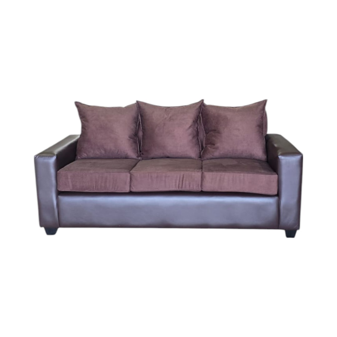 Diseños Valestrini - Sofa Stefanny Ecocuero Y Felpa Chocolate