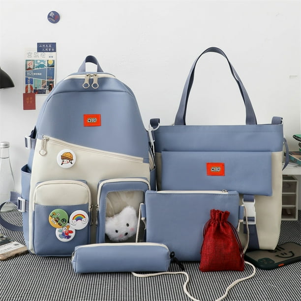 5 Set Backpack For Teenger Girl Cute BookBags Water Proof School Bags For Woman 2022 High Capacity Backpack Student Bag Female
