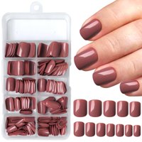Press On Nails Bellelfin Caramel Short Square 240 Unidades Con Pegamento