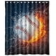 thumbnail image 1 of Cortina de ducha de béisbol de fuego y agua, juego de cortina de baño con ganchos, tamaño 60 x 72 pulgadas, 1 of 3