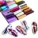 thumbnail image 5 of Juego de gel de pegamento para uñas con transferencia de láminas de uñas, pegatinas para decoración de uñas, manicura, bricolaje, 6 ml, 2 cajas de pegatinas de copos de lámina de flores metálicas, sum, 5 of 7