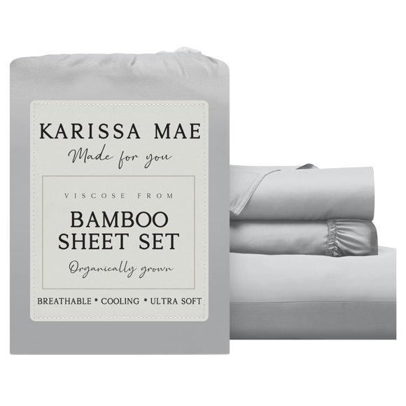 Juego de sábanas KARISSA MAE Twin de bambú viscosa gris niebla