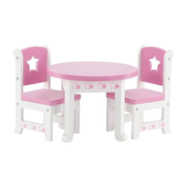 Mesa de cocina Emily Rose de Doll Furniture para muñecas, 14,5 pulgadas, con 2 sillas