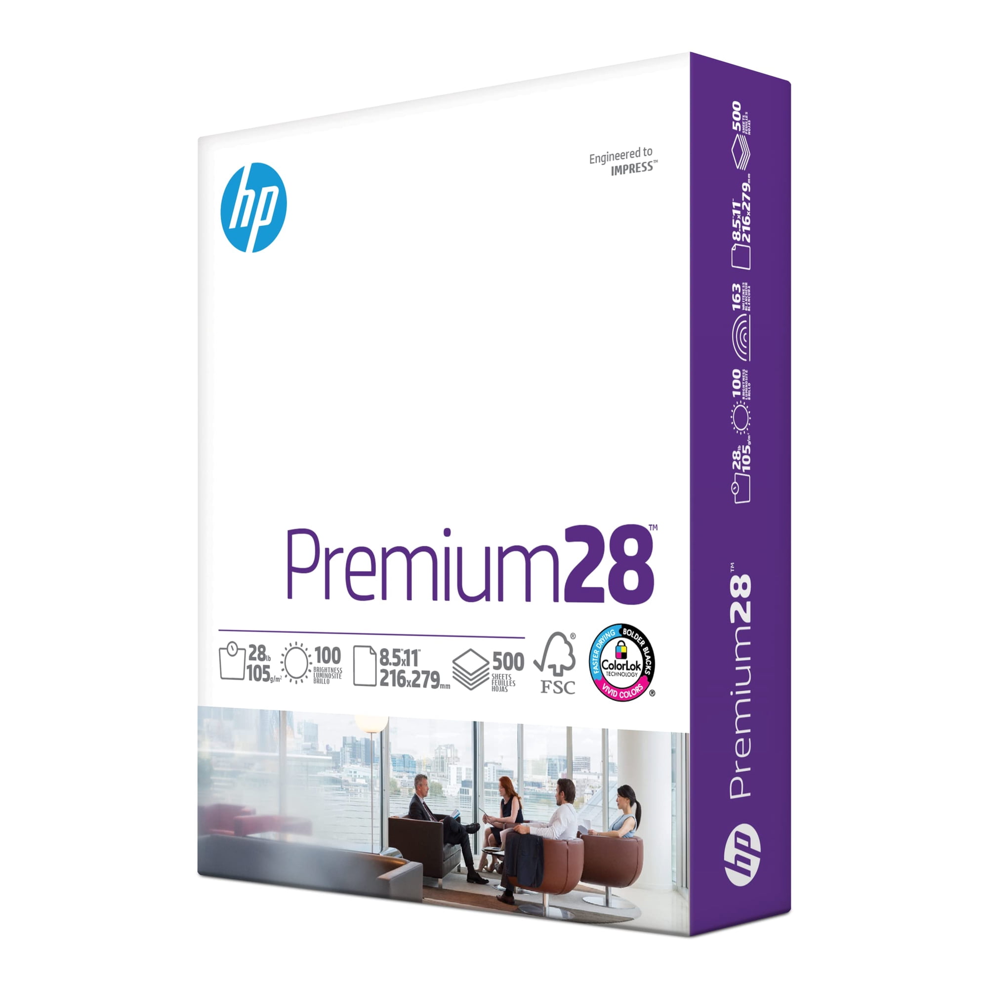 Papel De Impresora Hp Premium De 28 Libras, 8,5 X 11, 500 Hojas, 100 Brillantes
