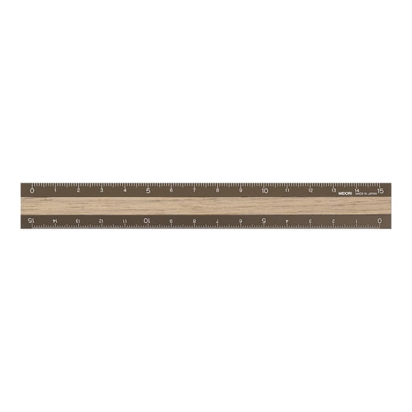 Regla Midori 15 cm Aluminio y Madera de Nogal Marrón