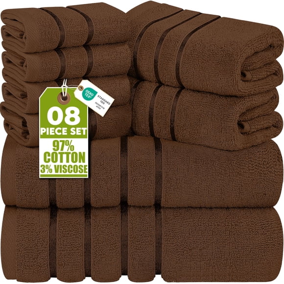 Juego de Toallas Utopia Towels 8 piezas 600 GSM Viscosa Marrón