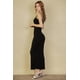 thumbnail image 4 of Saronite Vestido Largo Camisola con Tirantes Finos y Bajo de Sirena de Punto Acanalado Liso, Negro (para Mujer), 4 of 5