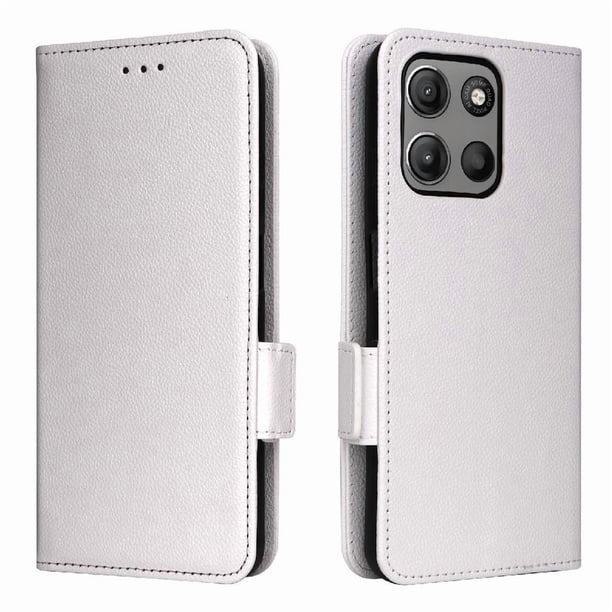 Funda Cartera para Motorola Moto G15 Tapa Flip con Ranuras y Soporte Blanco