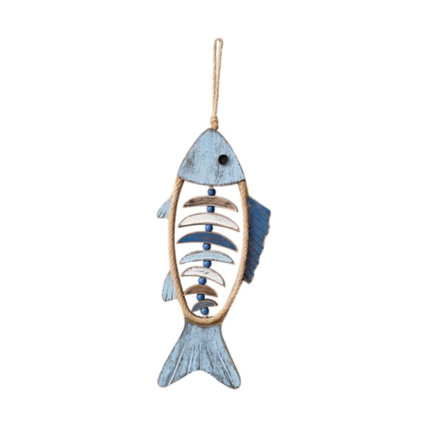 Decoración De Pez De Madera Colgante, Arte De Pared De Pez De Madera, Escultura De Pared De Hotel Con Aleta, 47 X 21 Cm