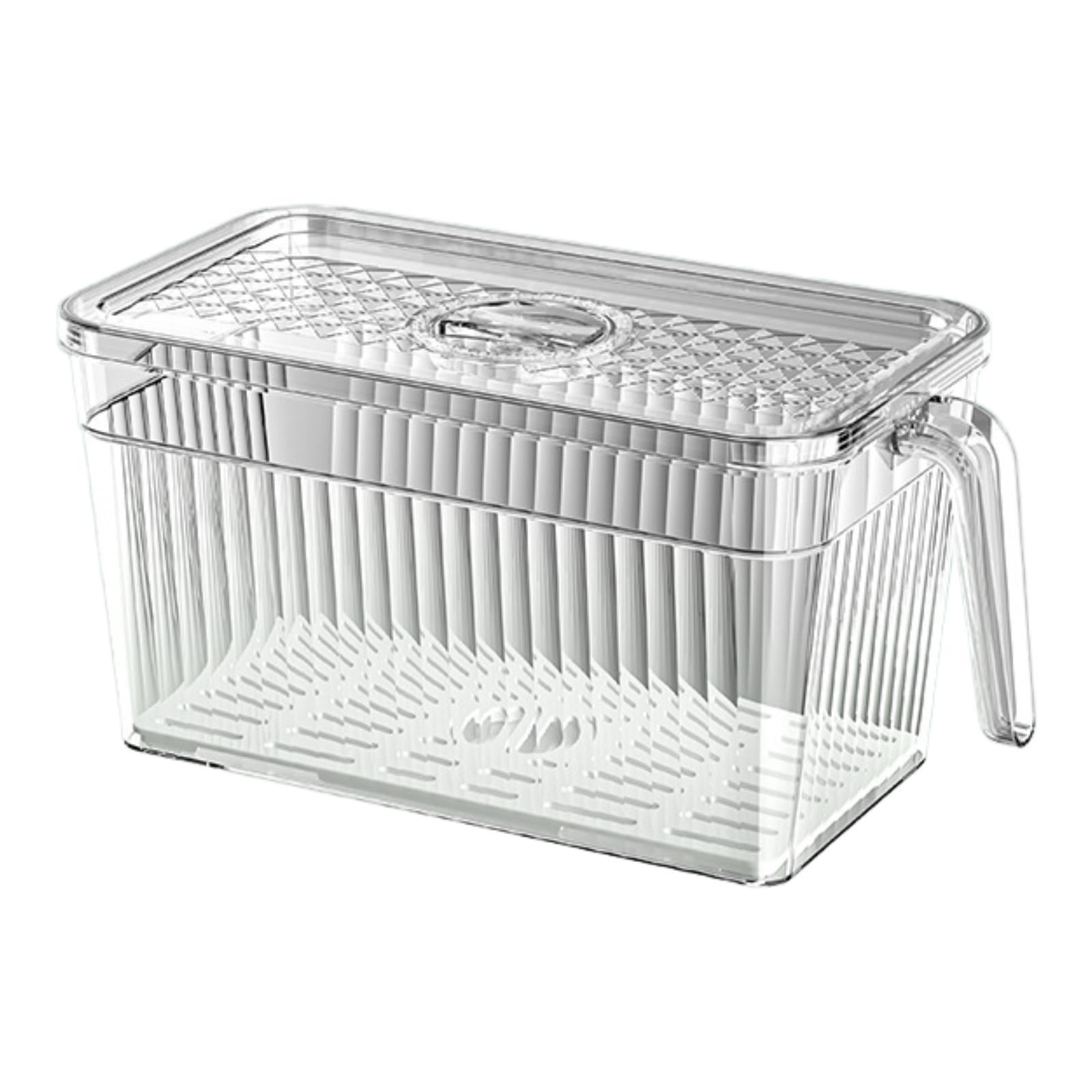 Bothyi - Organizador De Refrigerador Con Bandeja De Drenaje Extraíble, Contenedor De Almacenamiento Para La Despensa Del Hogar, Transparente