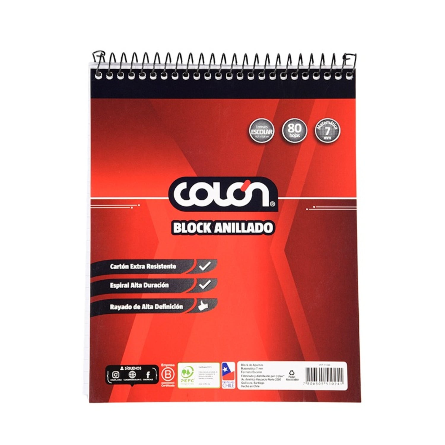 Colón - Pack X 4 Block Escolar Con Espiral 7mm –