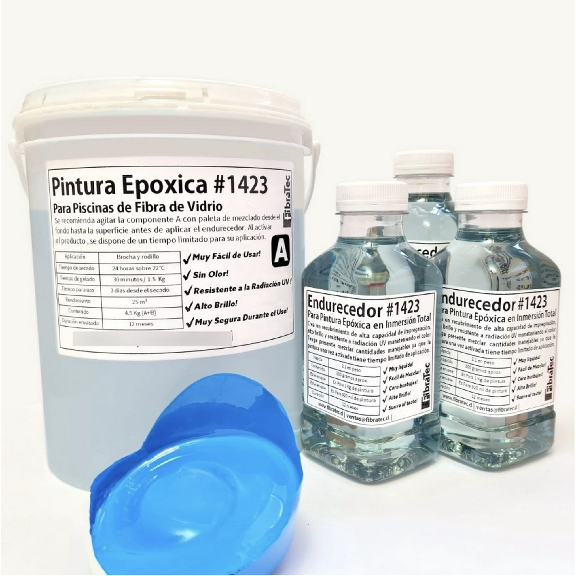 Fibratec - Pintura Gelcoat Epoxico Para Piscinas De Fibra Azul Tahiti