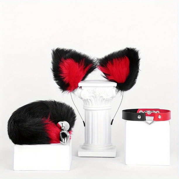 3pcs/set SM Props Rear Court Anal Plug with Fox Hair Clip - Adult Sex Toys for Enhanced Pleasure