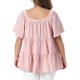 thumbnail image 3 of Agnes Orinda Blusas de Mujer Talla Grande para Escuela Colegio Pascua Tops Texturizados Cuello Cuadrado Manga Corta Flowy Swing Peplum Verano Casual Babydoll 4X Rosa, 3 of 6
