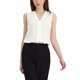 thumbnail image 1 of INSPIRE CHIC Blusas de Oficina sin Mangas con Pliegues en el Frente y Cuello en V para Mujer L Blanco, 1 of 6