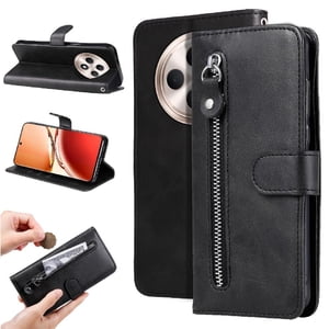 Gangxun - Funda Con Cremallera Para Oppo Reno 12F 5G, Carcasa Cartera De Cuero Pu Con Soporte Y Tarjetero