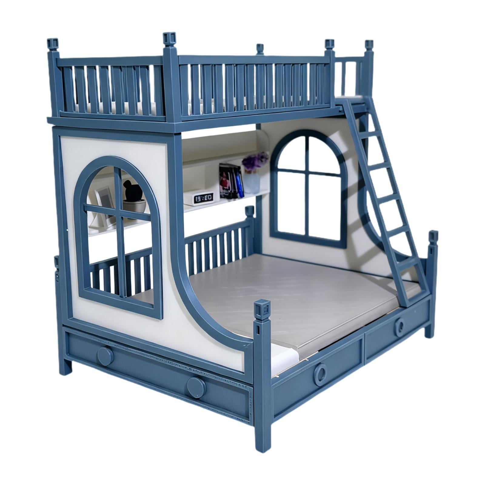 Magideal - Litera A Escala 1:12 Con Escalera Para Casa De Muñecas. Accesorios Para Casa De Muñecas. Cama Compacta En Miniatura Para Dormir En El Salón O El Hogar