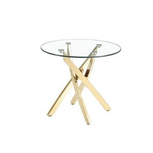 Habita2 Chile - Mesa De Centro Dubai Base Dorada 80Cm Tope Vidrio
