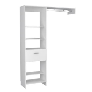 Fmfurniture - Closet 1 Cajón 5 Repisas Fm-014B - Blanco
