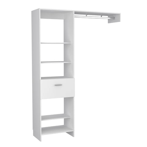 Fmfurniture - Closet 1 Cajón 5 Repisas Fm-014B - Blanco