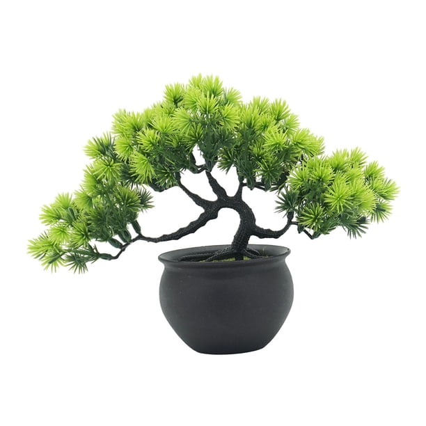 bonsái Artificial, planta en maceta Artificial con maceta, planta de casa, plantas de imitación para mesa de dormitorio, decoración del hogar de Verde