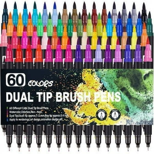 Malltradecl - 60 Marcadores Doble Punta Lapices Colores Negro