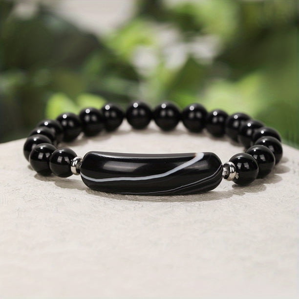 1pc Natural Semi-Precious Stone Rectangular Body Energy Yoga Bracelet